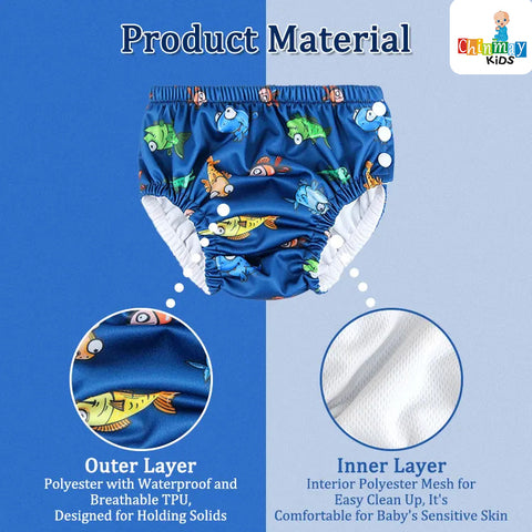 Chinmay Kids Swim Diaper for (6m-3 Year) Boys and Girl, Reusable Adjustable Washable One Size (Pack Of 3)
