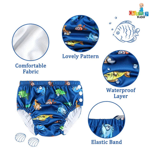 Chinmay Kids Swim Diaper for (6m-3 Year) Boys and Girl, Reusable Adjustable Washable One Size (Pack Of 3)