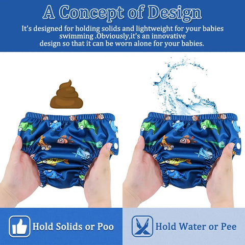 Chinmay Kids Swim Diaper for (6m-3 Year) Boys and Girl, Reusable Adjustable Washable One Size (Pack Of 3)