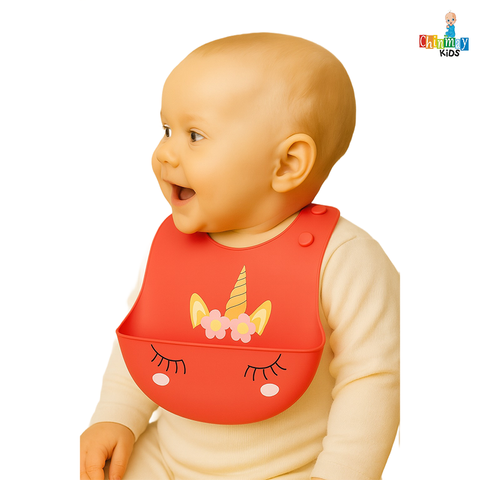 Chinmay Kids Lightweight Waterproof Silicone Baby Bib – Easy-Wipe, Soft & Adjustable Feeding Bib for Infants & Toddlers (Unisex)