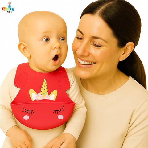 Chinmay Kids Lightweight Waterproof Silicone Baby Bib – Easy-Wipe, Soft & Adjustable Feeding Bib for Infants & Toddlers (Unisex)