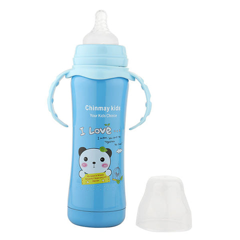 Chinmay Kids Multifunctional Stainless Steel Feeding Bottle With Bottle Cleaning Sponge Brush - 180 ml (Blue)
