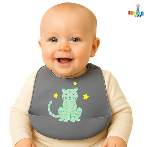 Chinmay Kids Lightweight Waterproof Silicone Baby Bib – Easy-Wipe, Soft & Adjustable Feeding Bib for Infants & Toddlers (Unisex)