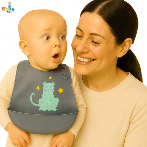Chinmay Kids Lightweight Waterproof Silicone Baby Bib – Easy-Wipe, Soft & Adjustable Feeding Bib for Infants & Toddlers (Unisex)