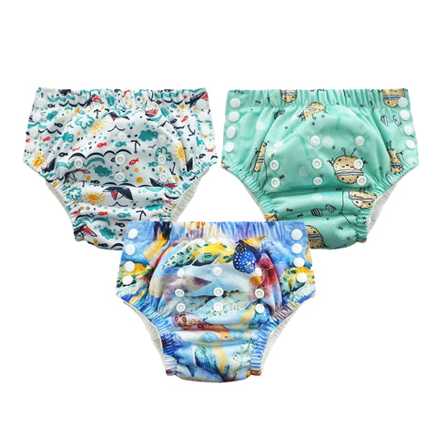 Chinmay Kids Swim Diaper for (6m-3 Year) Boys and Girl, Reusable Adjustable Washable One Size (Pack Of 3)