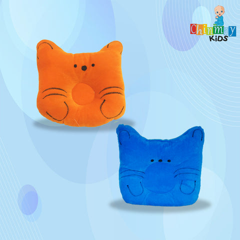 Chinmay Kids Baby Soft Neck Support Pillow for Head Shaping/Shape Supporter Cat Face Pillow Pack of 2