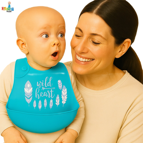 Chinmay Kids Lightweight Waterproof Silicone Baby Bib – Easy-Wipe, Soft & Adjustable Feeding Bib for Infants & Toddlers (Unisex)