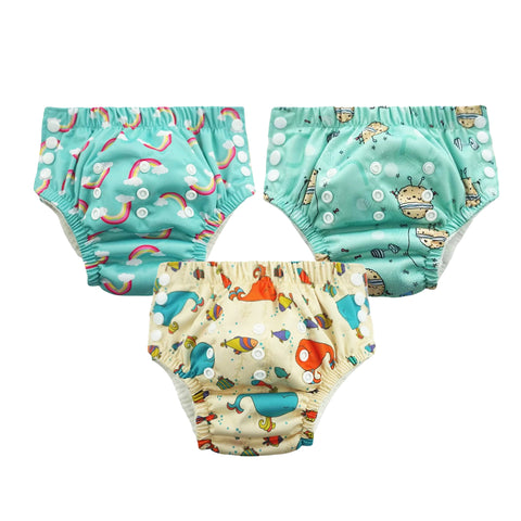 Chinmay Kids Swim Diaper for (6m-3 Year) Boys and Girl, Reusable Adjustable Washable One Size (Pack Of 3)