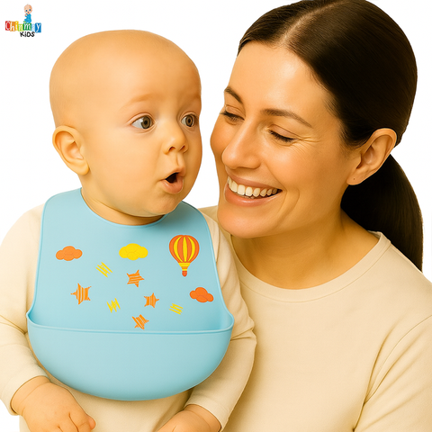 Chinmay Kids Lightweight Waterproof Silicone Baby Bib – Easy-Wipe, Soft & Adjustable Feeding Bib for Infants & Toddlers (Unisex)