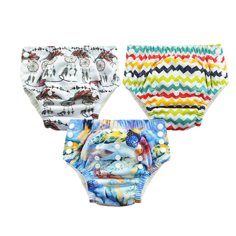 Chinmay Kids Swim Diaper for (6m-3 Year) Boys and Girl, Reusable Adjustable Washable One Size (Pack Of 3)