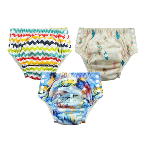 Chinmay Kids Swim Diaper for (6m-3 Year) Boys and Girl, Reusable Adjustable Washable One Size (Pack Of 3)
