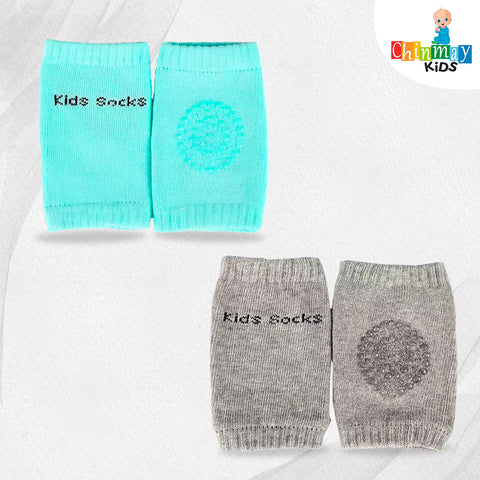 Chinmay Kids Knee Pads for Kids, Anti-Slip Padded Stretchable Elastic Cotton Soft Comfortable Light Gray Baby Knee Pads  (Soft Mesh Breathable, Elbow Cushion Pad)