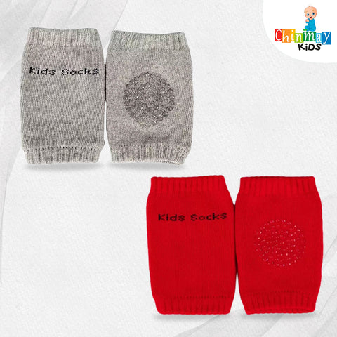 Chinmay Kids Knee Pads for Kids, Anti-Slip Padded Stretchable Elastic Cotton Soft Comfortable Light Gray Baby Knee Pads  (Soft Mesh Breathable, Elbow Cushion Pad)