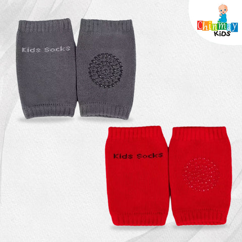 Chinmay Kids Knee Pads for Kids, Anti-Slip Padded Stretchable Elastic Cotton Soft Comfortable Light Gray Baby Knee Pads  (Soft Mesh Breathable, Elbow Cushion Pad)