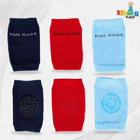 Chinmay Kids Knee Pads for Crawling – Anti-Slip Padded, Stretchable Elastic Cotton Safety Protectors for Knees and Elbows | Pack of 3