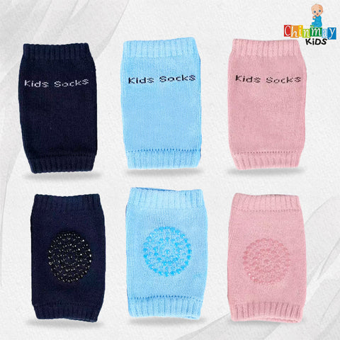 Chinmay Kids Knee Pads for Crawling – Anti-Slip Padded, Stretchable Elastic Cotton Safety Protectors for Knees and Elbows | Pack of 3