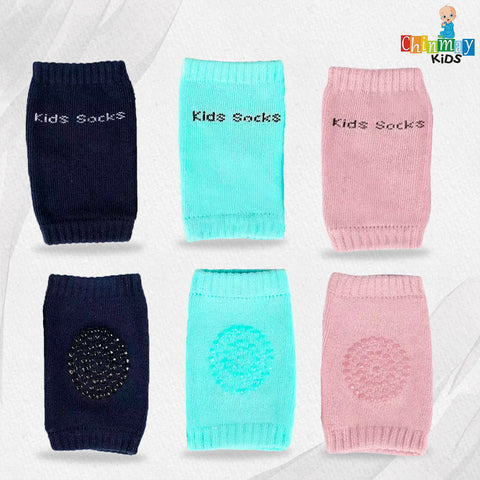 Chinmay Kids Knee Pads for Crawling – Anti-Slip Padded, Stretchable Elastic Cotton Safety Protectors for Knees and Elbows | Pack of 3