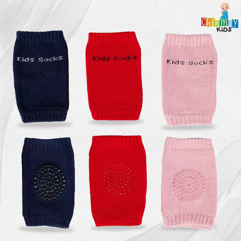 Chinmay Kids Knee Pads for Crawling – Anti-Slip Padded, Stretchable Elastic Cotton Safety Protectors for Knees and Elbows | Pack of 3