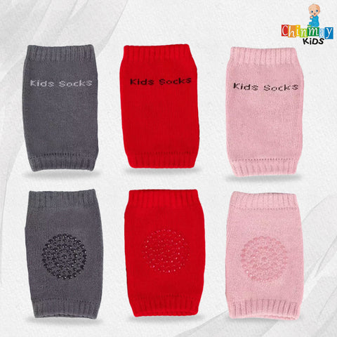 Chinmay Kids Knee Pads for Crawling – Anti-Slip Padded, Stretchable Elastic Cotton Safety Protectors for Knees and Elbows | Pack of 3