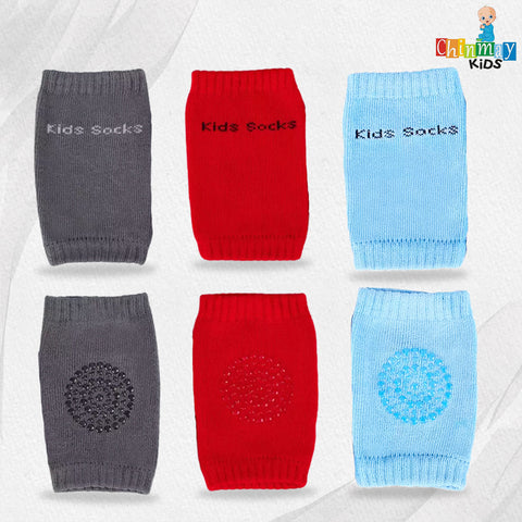 Chinmay Kids Knee Pads for Crawling – Anti-Slip Padded, Stretchable Elastic Cotton Safety Protectors for Knees and Elbows | Pack of 3
