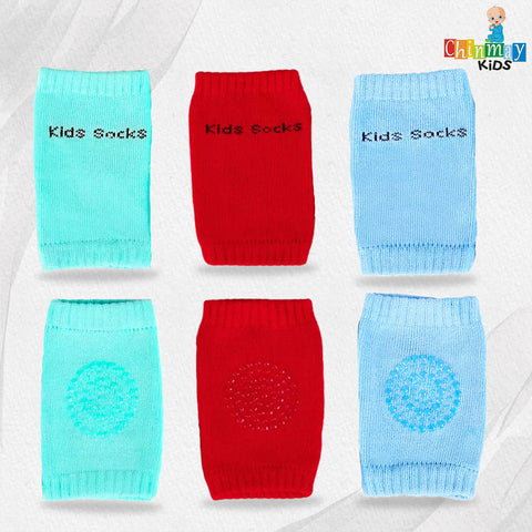 Chinmay Kids Knee Pads for Crawling – Anti-Slip Padded, Stretchable Elastic Cotton Safety Protectors for Knees and Elbows | Pack of 3