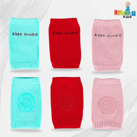 Chinmay Kids Knee Pads for Crawling – Anti-Slip Padded, Stretchable Elastic Cotton Safety Protectors for Knees and Elbows | Pack of 3