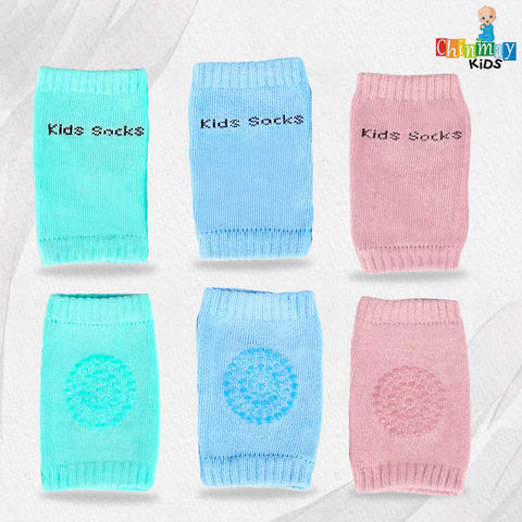 Chinmay Kids Knee Pads for Crawling – Anti-Slip Padded, Stretchable Elastic Cotton Safety Protectors for Knees and Elbows | Pack of 3
