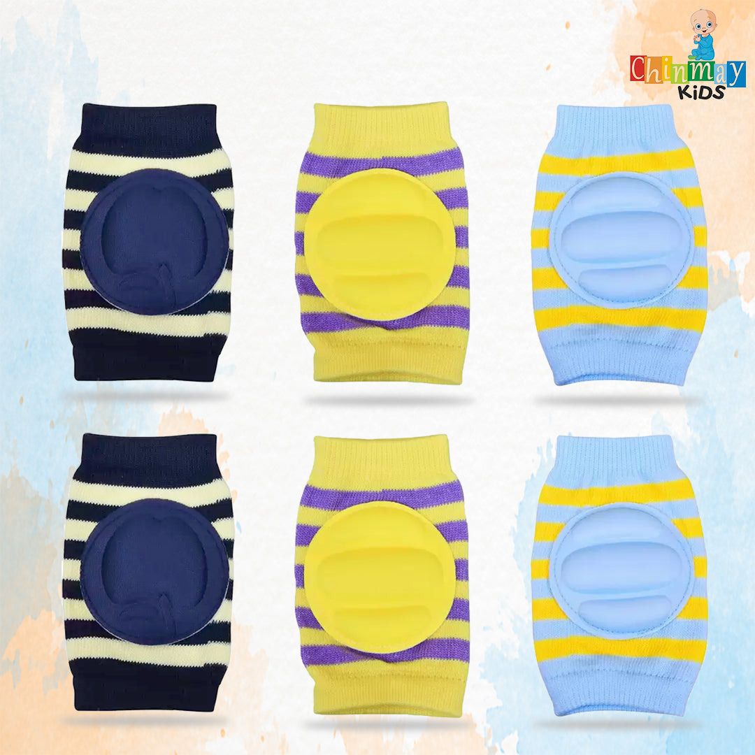 Chinmay Kids Knee Pads for Crawling – Anti-Slip, Padded, and Made from Stretchable Elastic Cotton for Knee and Elbow Protection | Pack Of 3