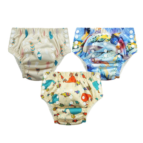 Chinmay Kids Swim Diaper for (6m-3 Year) Boys and Girl, Reusable Adjustable Washable One Size (Pack Of 3)