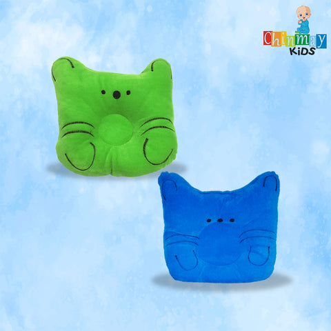 Chinmay Kids Baby Soft Neck Support Pillow for Head Shaping/Shape Supporter Cat Face Pillow Pack of 2