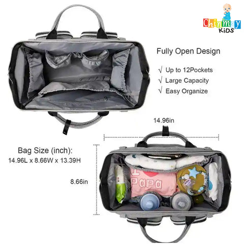Chinmay Kids Waterproof Travel Large Nylon Designer Shoulder Nappy Mommy Bag Diaper Bag (Grey)