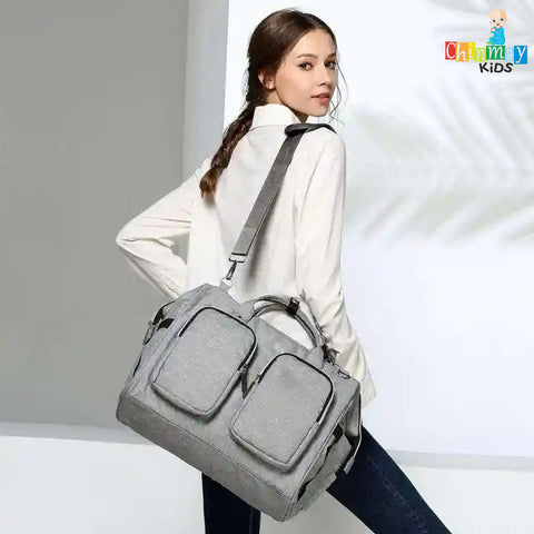 Chinmay Kids Waterproof Travel Large Nylon Designer Shoulder Nappy Mommy Bag Diaper Bag (Grey)