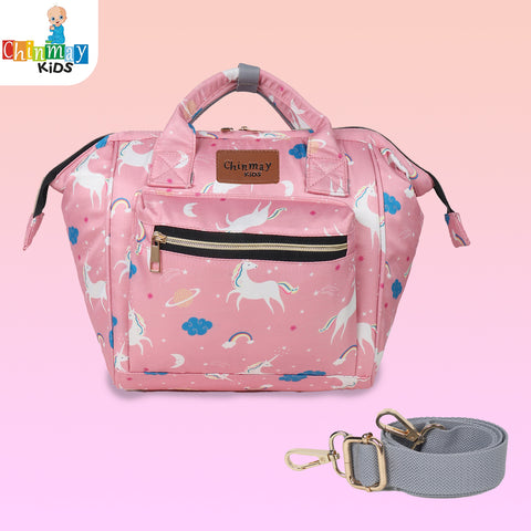 Chinmay Kids Baby Polyester Backpack New Born Casual Travel Outing Stylish Mini Diaper Backpack (Pink)