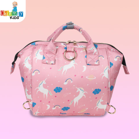Chinmay Kids Baby Polyester Backpack New Born Casual Travel Outing Stylish Mini Diaper Backpack (Pink)