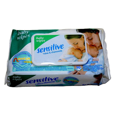 Chinmay Kids Sensitive Baby Cotton Wipes with Flip Top Soft Cleansing Anti Bacterial Travel Pack Parabeen Free + Aloe and Chamomile with 90 Wipes in 1 Pack