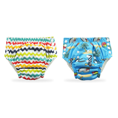 Chinmay Kids Swim Diaper for (6m-3 Year) Boys and Girl, Reusable Adjustable Washable One Size (Pack Of 2)