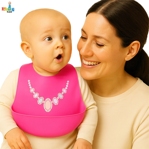Chinmay Kids Lightweight Waterproof Silicone Baby Bib – Easy-Wipe, Soft & Adjustable Feeding Bib for Infants & Toddlers (Unisex)