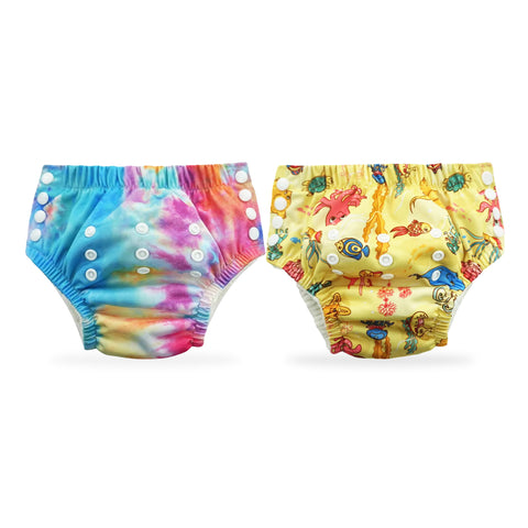 Chinmay Kids Swim Diaper for (6m-3 Year) Boys and Girl, Reusable Adjustable Washable One Size (Pack Of 2)