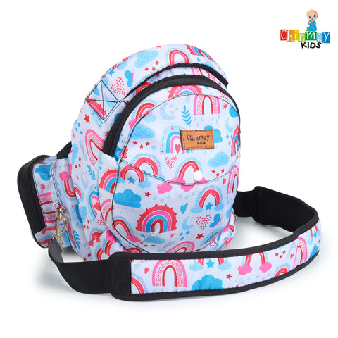 Click to see full view Chinmay Kids 6-in-1 Baby Carrier with Hip Seat & Built-in Mini Diaper Bag | Convertible to Sling Carry Bag | Adjustable Ergonomic Design for Toddlers (5–36 Months, Up to 18 kg) Multicolor