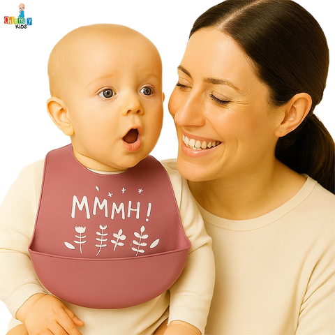 Chinmay Kids Lightweight Waterproof Silicone Baby Bib – Easy-Wipe, Soft & Adjustable Feeding Bib for Infants & Toddlers (Unisex)