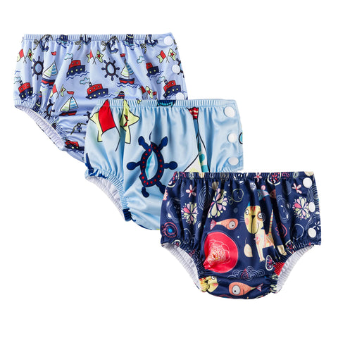 Chinmay Kids Swim Diaper for (6m-3 Year) Boys and Girl, Reusable Adjustable Washable One Size (Pack Of 3)