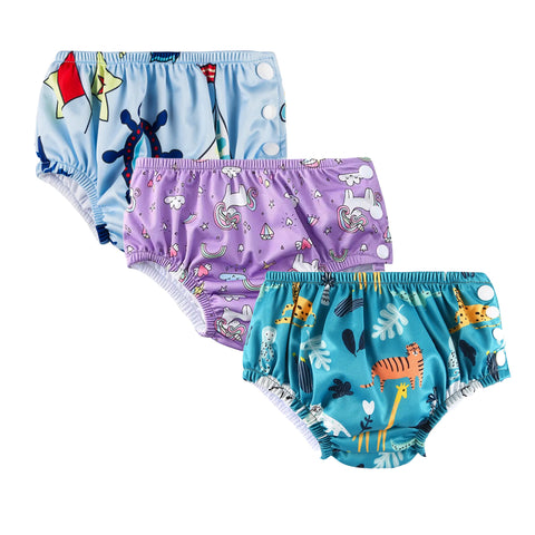 Chinmay Kids Swim Diaper for (6m-3 Year) Boys and Girl, Reusable Adjustable Washable One Size (Pack Of 3)