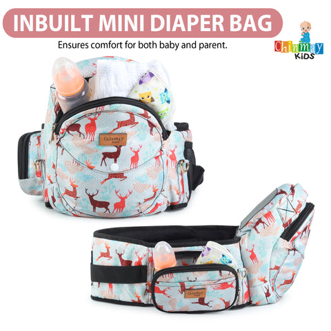 Click to see full view Chinmay Kids 6-in-1 Baby Carrier with Hip Seat & Built-in Mini Diaper Bag | Convertible to Sling Carry Bag | Adjustable Ergonomic Design for Toddlers (5–36 Months, Up to 18 kg) Multicolor