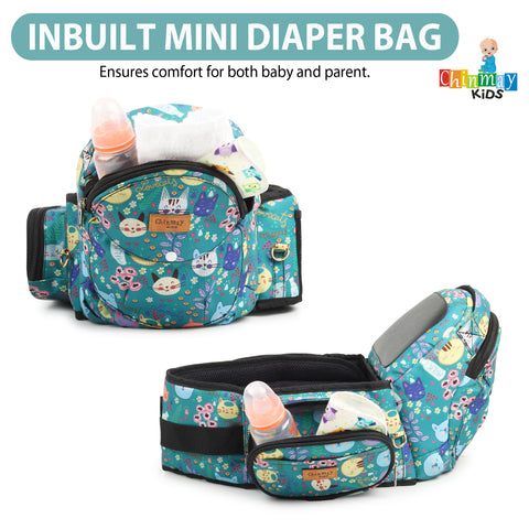 Click to see full view Chinmay Kids 6-in-1 Baby Carrier with Hip Seat & Built-in Mini Diaper Bag | Convertible to Sling Carry Bag | Adjustable Ergonomic Design for Toddlers (5–36 Months, Up to 18 kg) Multicolor