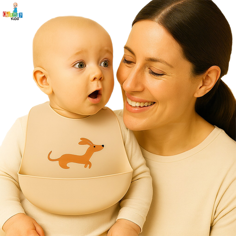 Chinmay Kids Lightweight Waterproof Silicone Baby Bib – Easy-Wipe, Soft & Adjustable Feeding Bib for Infants & Toddlers (Unisex)
