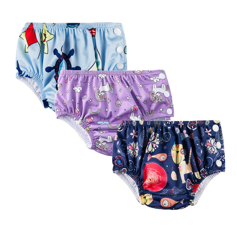 Chinmay Kids Swim Diaper for (6m-3 Year) Boys and Girl, Reusable Adjustable Washable One Size (Pack Of 3)