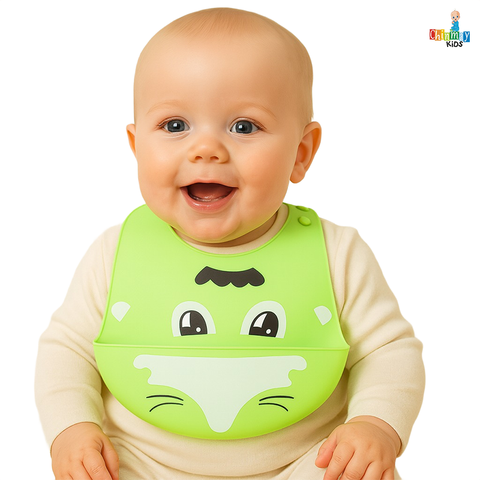 Chinmay Kids Lightweight Waterproof Silicone Baby Bib – Easy-Wipe, Soft & Adjustable Feeding Bib for Infants & Toddlers (Unisex)