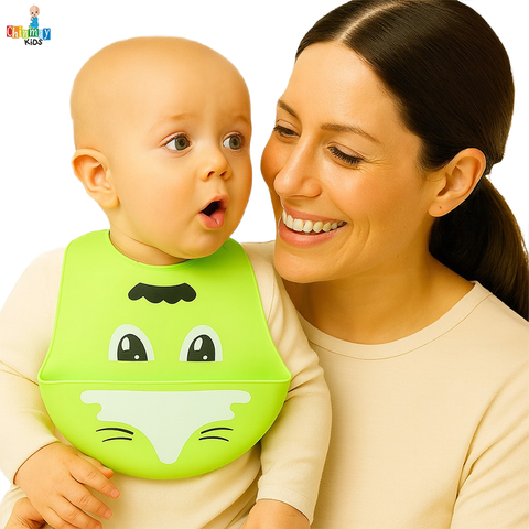 Chinmay Kids Lightweight Waterproof Silicone Baby Bib – Easy-Wipe, Soft & Adjustable Feeding Bib for Infants & Toddlers (Unisex)