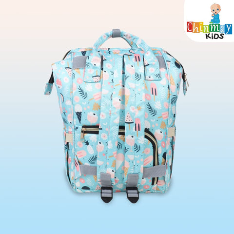 Chinmay Kids Diaper Bag Nursing Maternity Backpack, Waterproof Multifunctional Travel Bag Large Size (20 x 18 x 40 cms)(Blue) (Green Ice Cream)