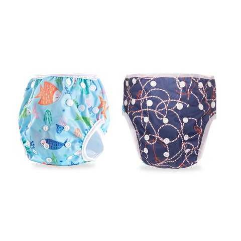 Chinmay Kids Swim Diaper for (6m-3 Year) Boys and Girl, Reusable Adjustable Washable One Size (Pack Of 2)